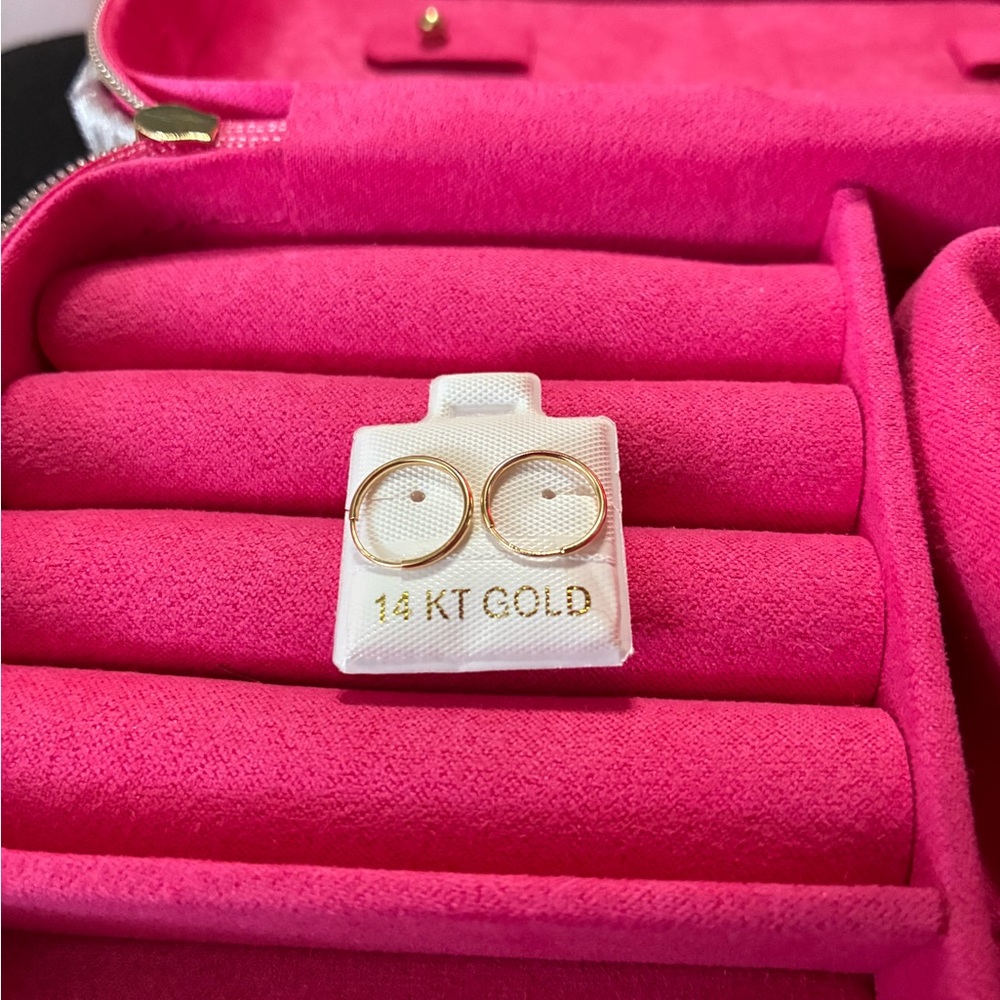 14K Gold Hoop Earrings yellow gold 11mm